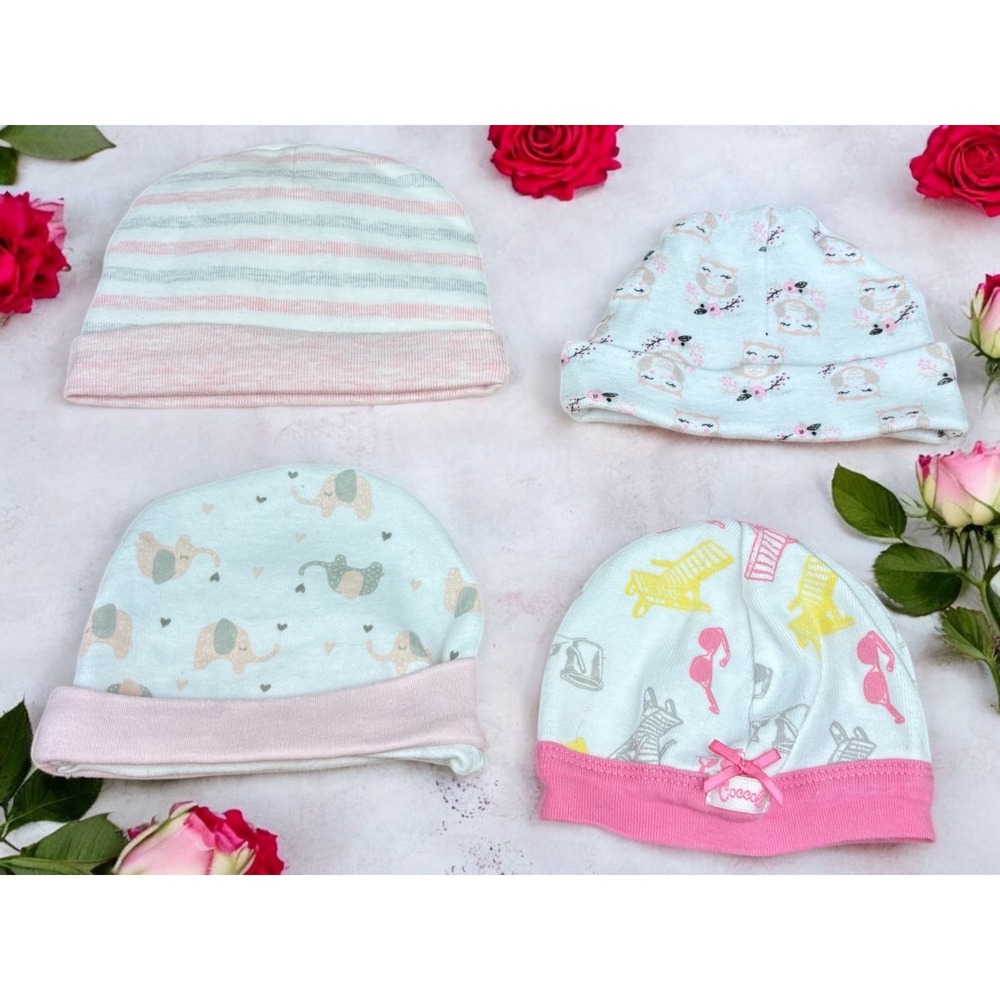 Baby Girl Beanie Hat  Mixed Lot Of‎ 4 Newborn On Up Various Sizes